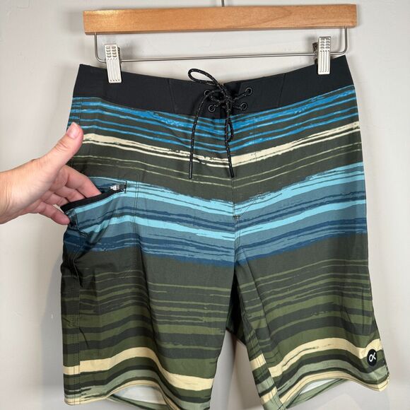 Outerknown Board Shorts Men Size 28 Swim Trunks Pocket Stretch Stripe Beach Surf - Picture 6 of 12